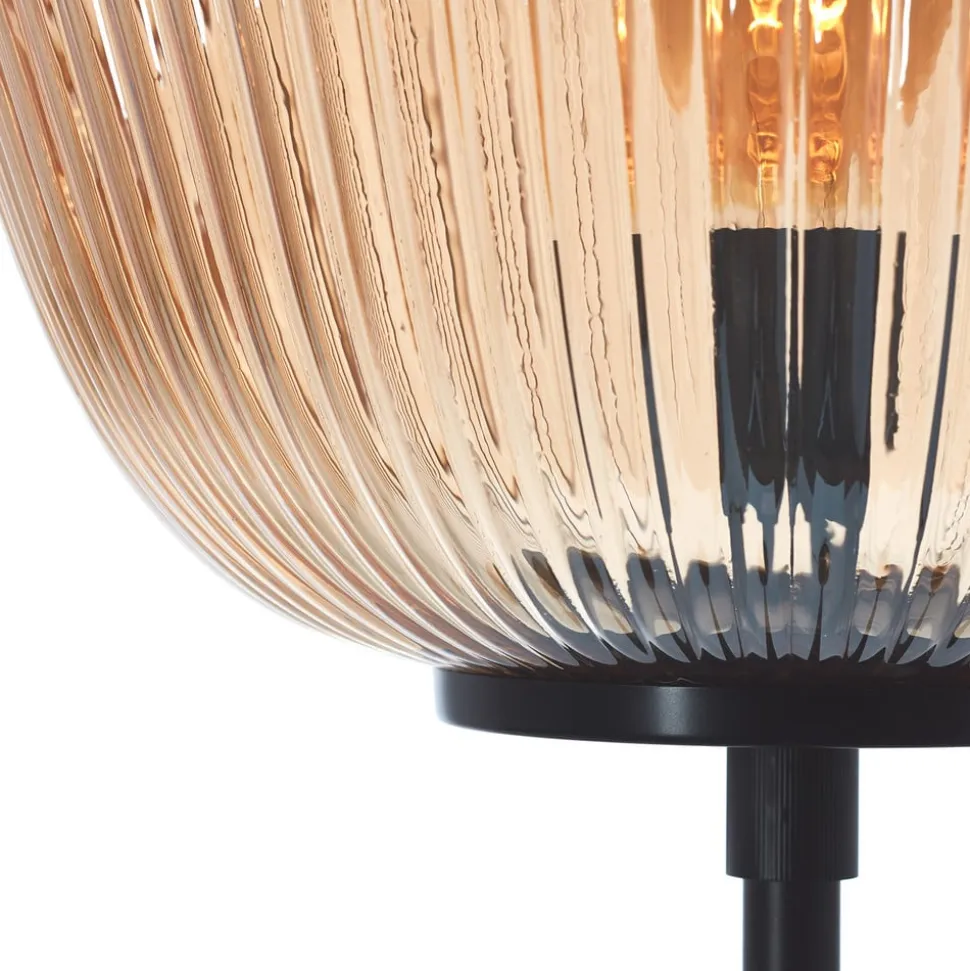 Kaizen gulvlampe, højde 140 cm, ravfarvet, glas