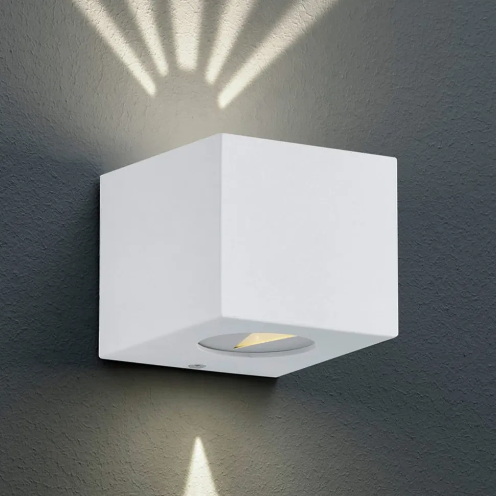 Kantet udendørs LED-væglampe Cordoba, mørkegrå
