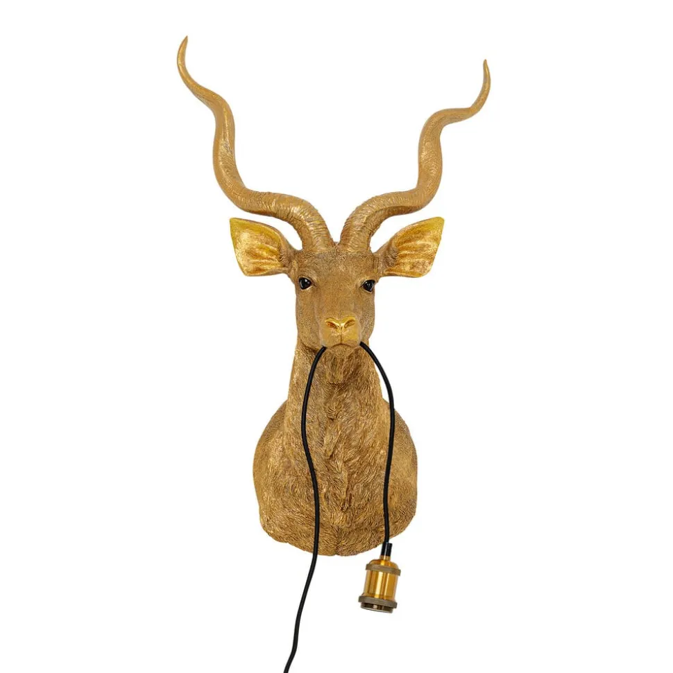 KARE Animal Goat væglampe med stik, guld