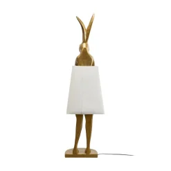 KARE Animal Rabbit gulvlampe, guld, hvidt hørstof, 150 cm