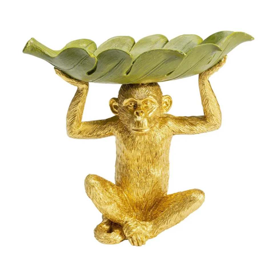 KARE Banana Leaf dekorativ skål, guld/grøn, håndmalet