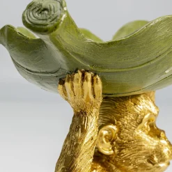 KARE Banana Leaf dekorativ skål, guld/grøn, håndmalet