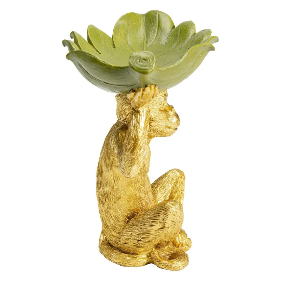 KARE Banana Leaf dekorativ skål, guld/grøn, håndmalet