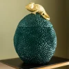 KARE dekorationsæske Chameleon, højde 34 cm, mørkegrøn, guld