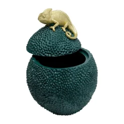 KARE dekorationsæske Chameleon, højde 34 cm, mørkegrøn, guld