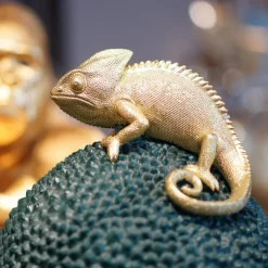KARE dekorationsæske Chameleon, højde 34 cm, mørkegrøn, guld