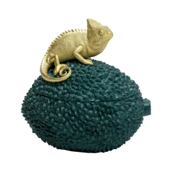 KARE dekorationsæske Chameleon, højde 20 cm, mørkegrøn, guld