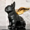 KARE dekorativ figur Siddende engel hund, sort/guld, stentøj
