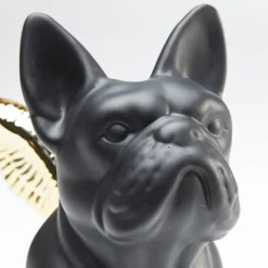 KARE dekorativ figur Siddende engel hund, sort/guld, stentøj