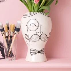 KARE Favola Men-vase, højde 30 cm, keramik, sort/hvid