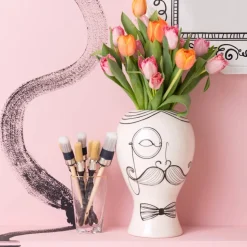 KARE Favola Men-vase, højde 30 cm, keramik, sort/hvid