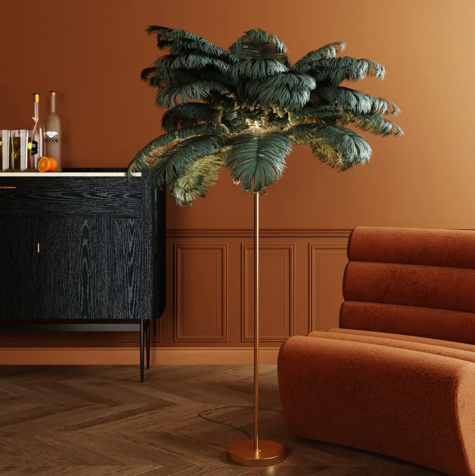 KARE Feather Palm gulvlampe med fjer, grøn