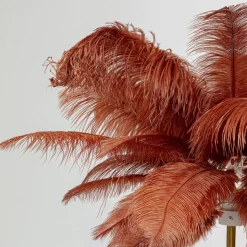 KARE Feather Palm gulvlampe med fjer, rustrød