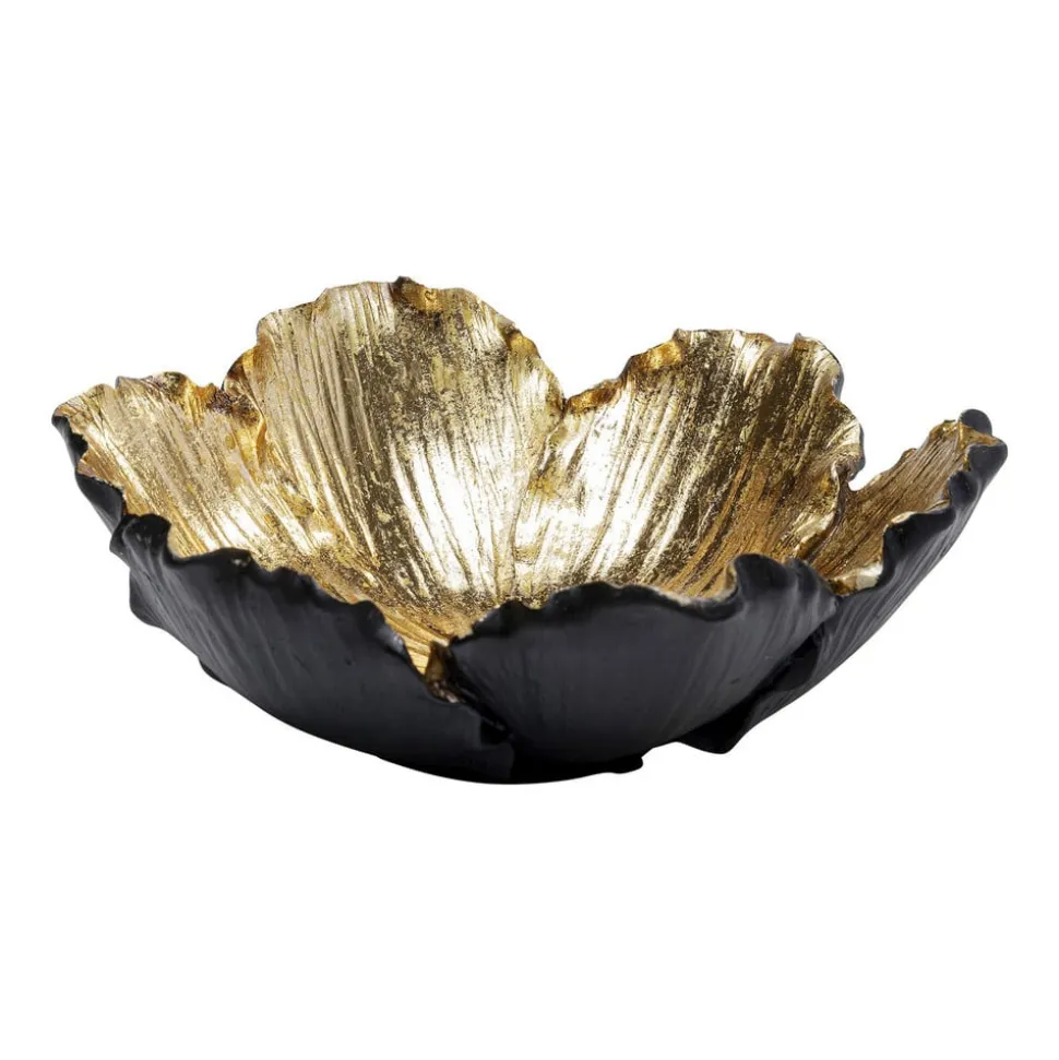 KARE Flower Bloom dekorativ skål, sort/guld, håndlavet