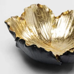 KARE Flower Bloom dekorativ skål, sort/guld, håndlavet