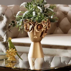 KARE Flowercrown dekorativ vase, højde 30 cm, Ø 20 cm, guldfarvet