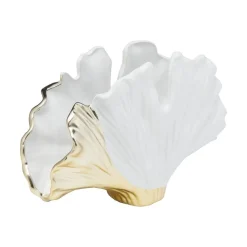 KARE Ginkgo Elegance-vase, højde 18 cm, stentøj, hvid, guld