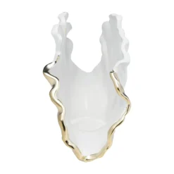 KARE Ginkgo Elegance-vase, højde 18 cm, stentøj, hvid, guld