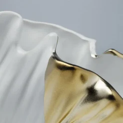 KARE Ginkgo Elegance-vase, højde 18 cm, stentøj, hvid, guld