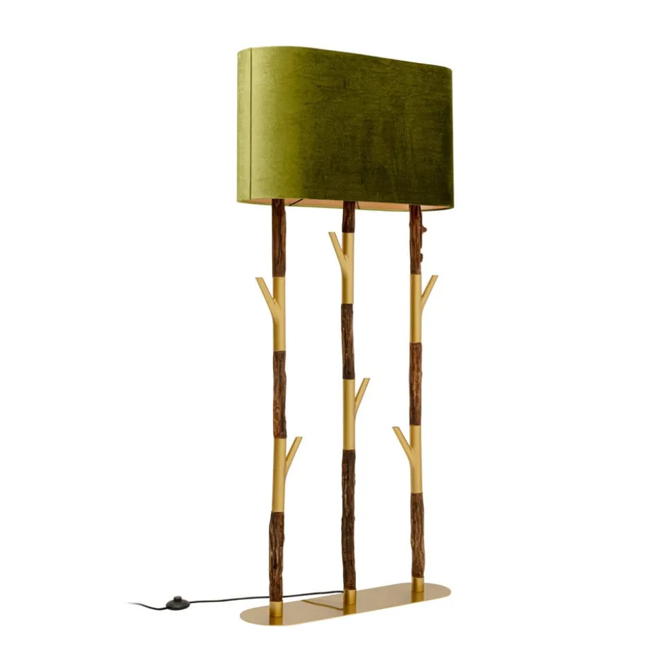 KARE Gulvlampe Twig, grøn/guld, 154 cm, E27