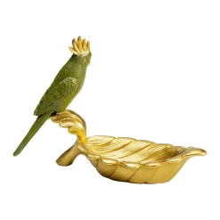 KARE Parrot Guard dekorativ skål, guld/grøn, håndmalet