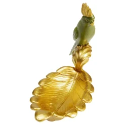 KARE Parrot Guard dekorativ skål, guld/grøn, håndmalet