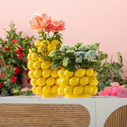 KARE Vase Lemon Juice, højde 40 cm, Ø 31 cm, porcelæn, gul