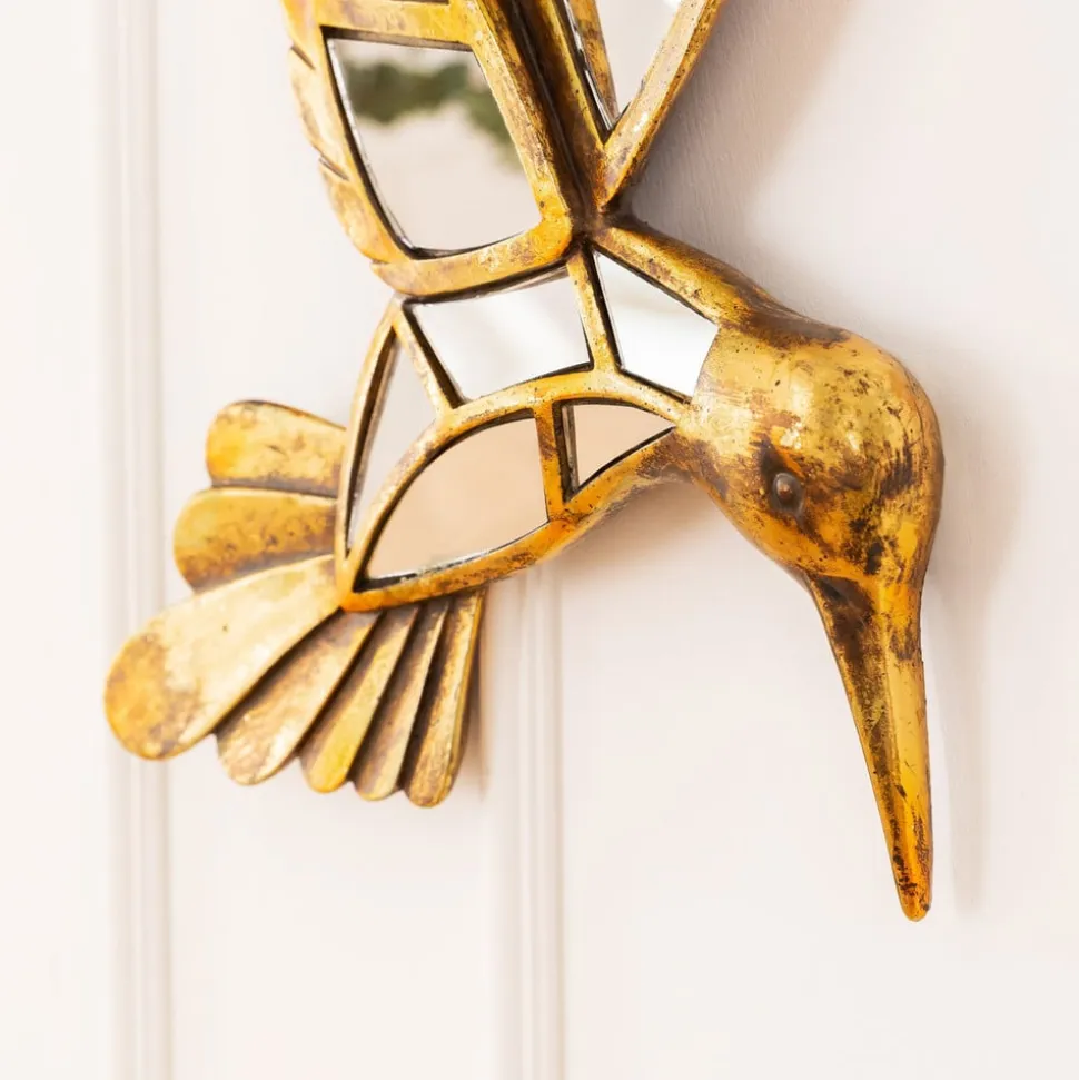 KARE vægobjekt Hummingbird Mirror, polyresin, glas, guld
