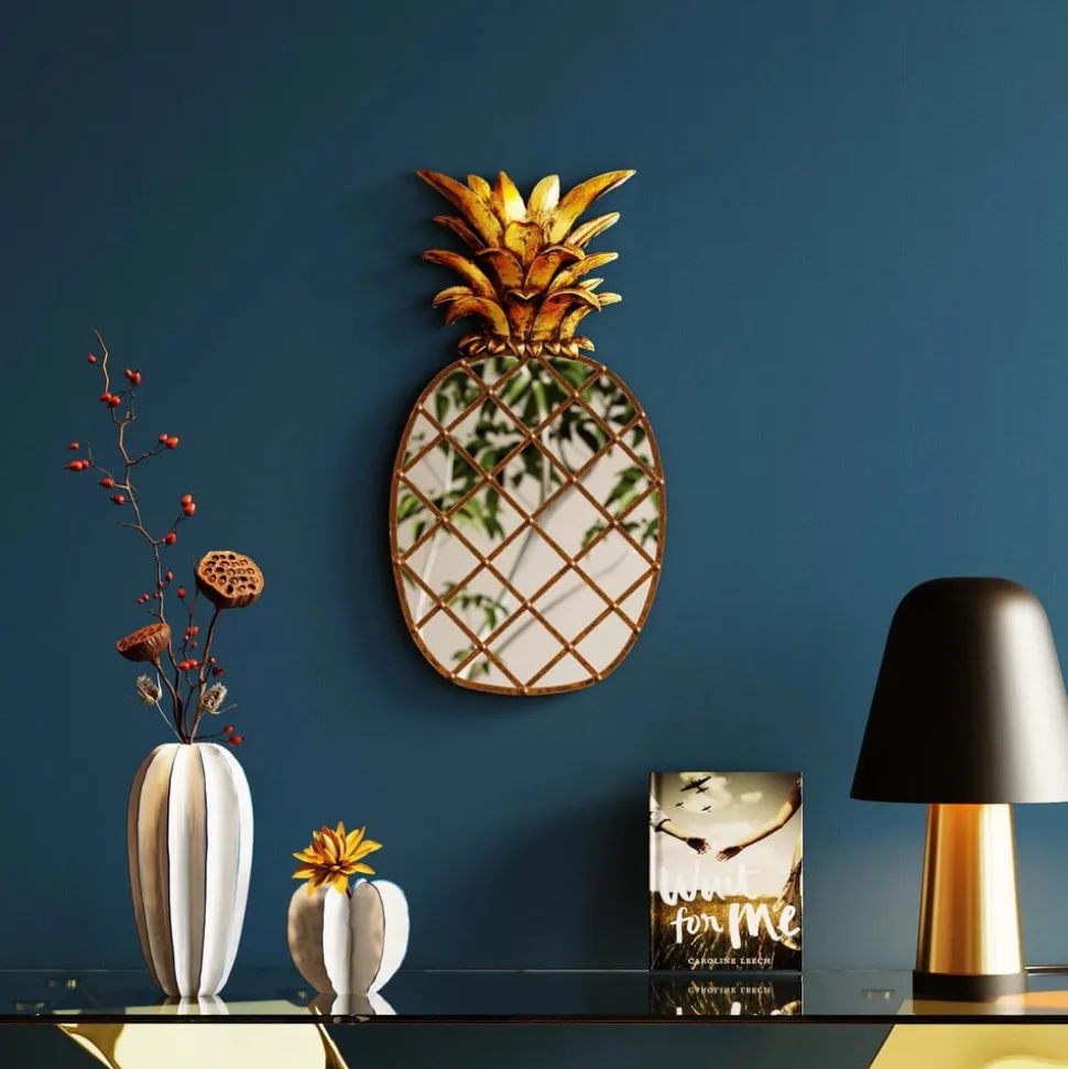 KARE vægobjekt Pina Mirror, polyresin, glas, 50 cm, guld