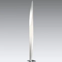 kdln gulvlampe Shakti, sølv, hvid satineret, højde 200 cm