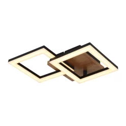 Kerry LED-loftlampe, længde 46 cm, sort/mørkebrun