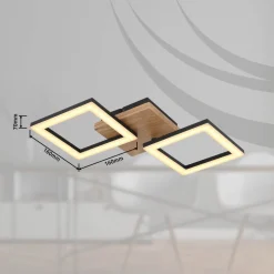 Kerry LED-loftlampe, længde 46 cm, sort/mørkebrun