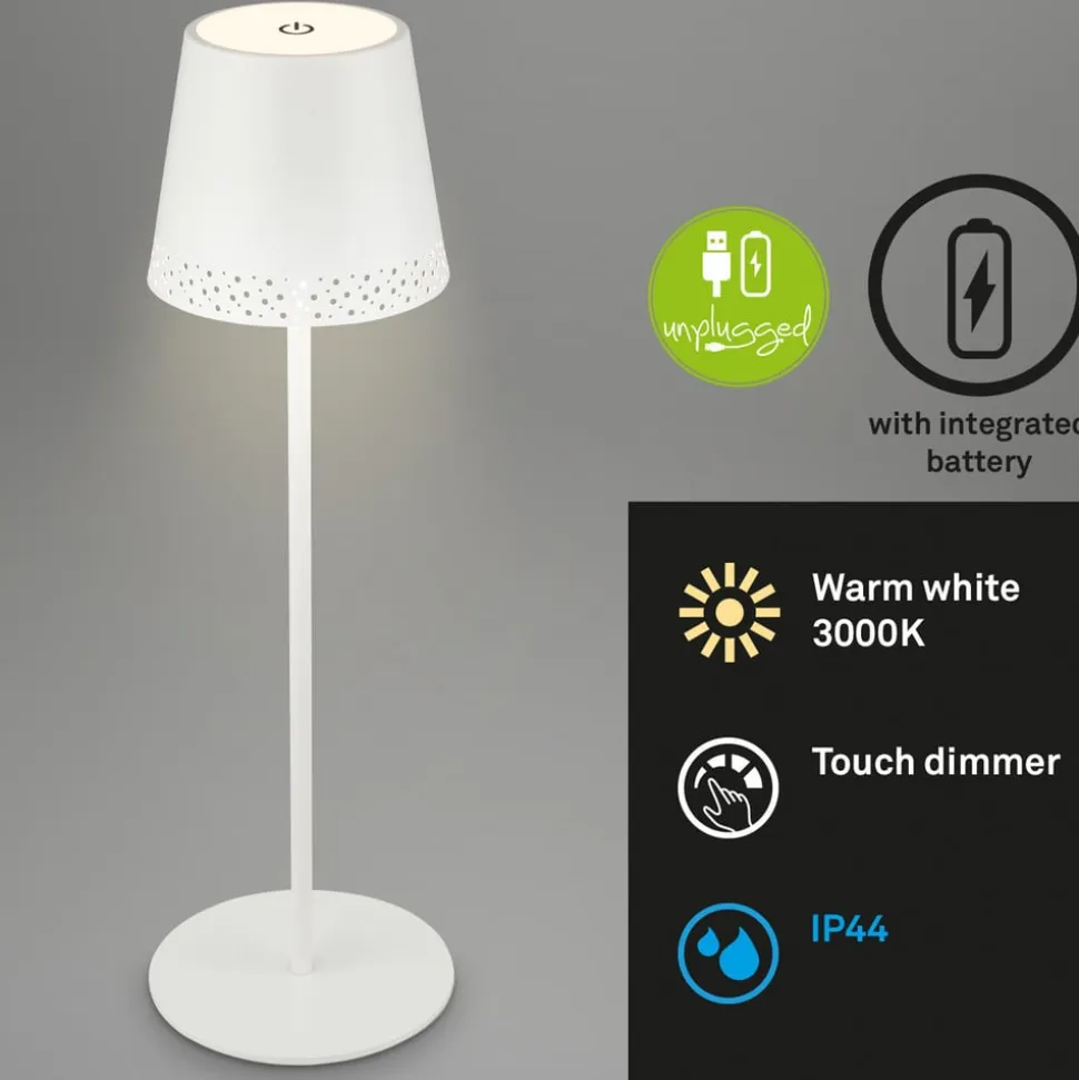 Kiki LED-bordlampe, hvid, IP44, 3.000K