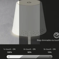 Kiki LED-bordlampe, hvid, IP44, 3.000K