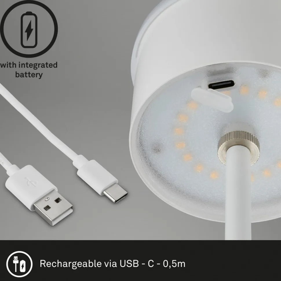 Kiki LED-bordlampe, hvid, IP44, 3.000K