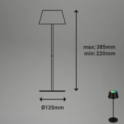 Kiki LED-bordlampe, sort, IP44, 3.000 K, RGBW