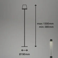 Kiki LED-gulvlampe, 3.000K, sort, IP44