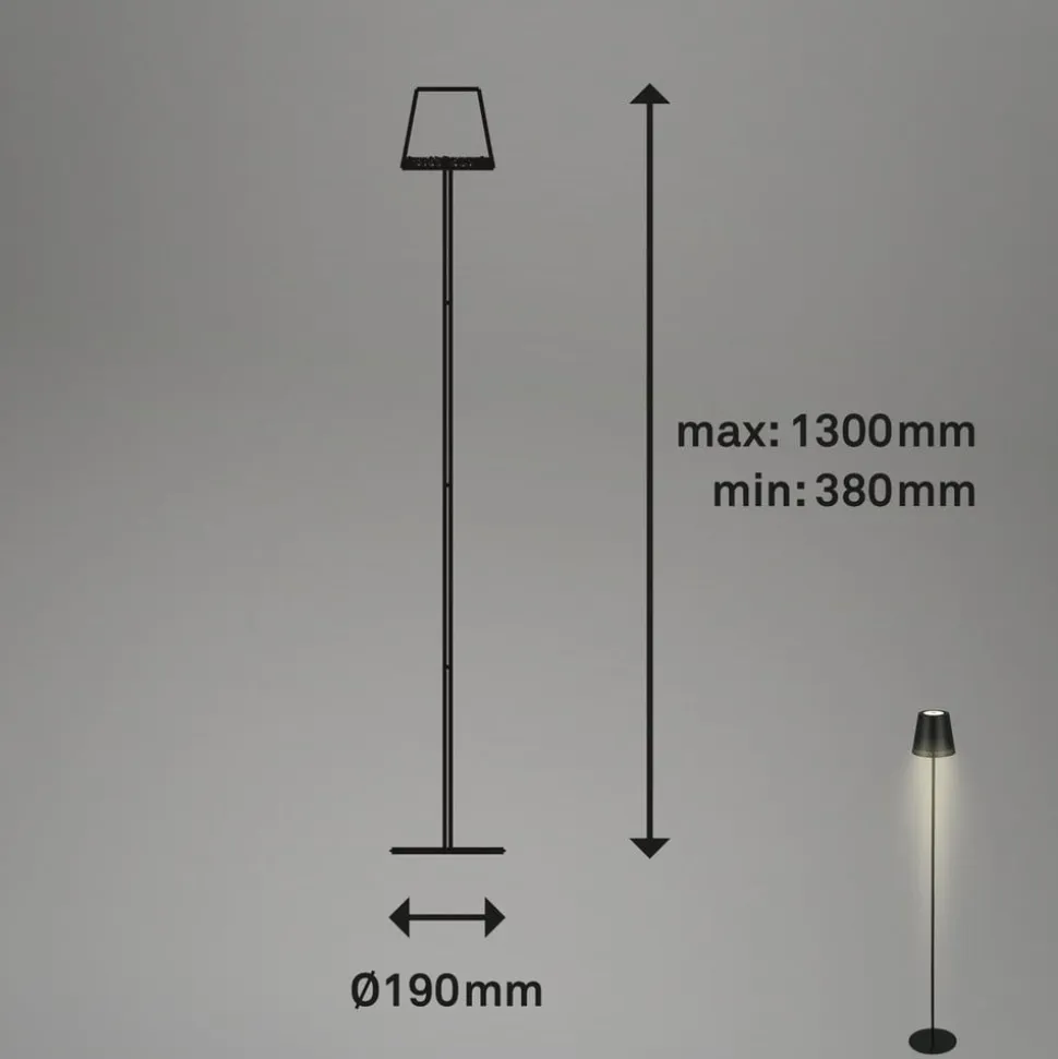Kiki LED-gulvlampe, 3.000K, sort, IP44