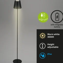Kiki LED-gulvlampe, 3.000K, sort, IP44