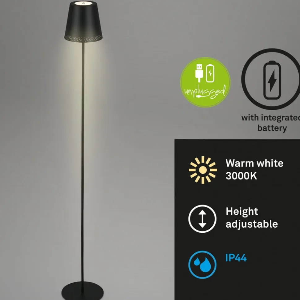 Kiki LED-gulvlampe, 3.000K, sort, IP44