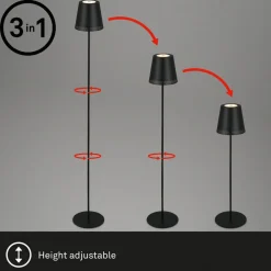 Kiki LED-gulvlampe, 3.000K, sort, IP44