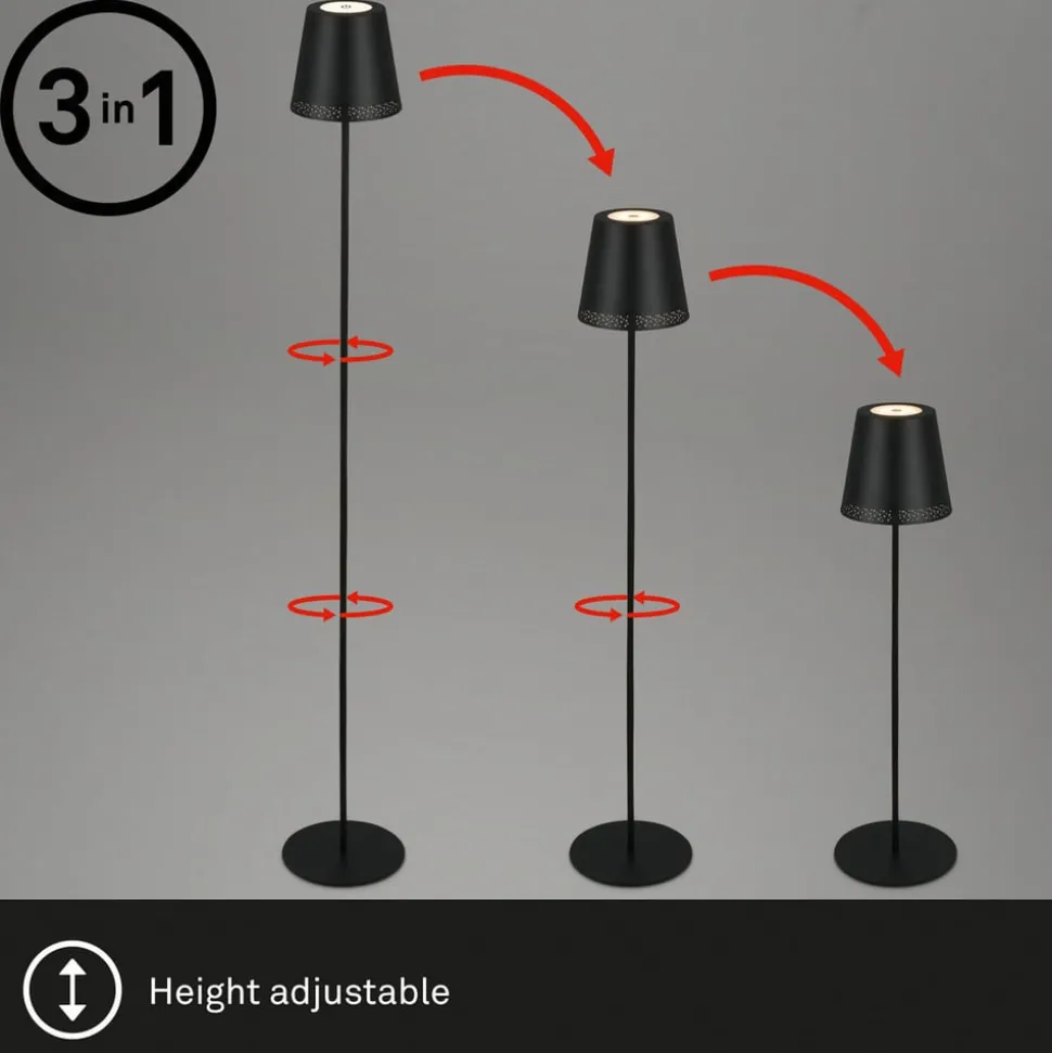 Kiki LED-gulvlampe, 3.000K, sort, IP44