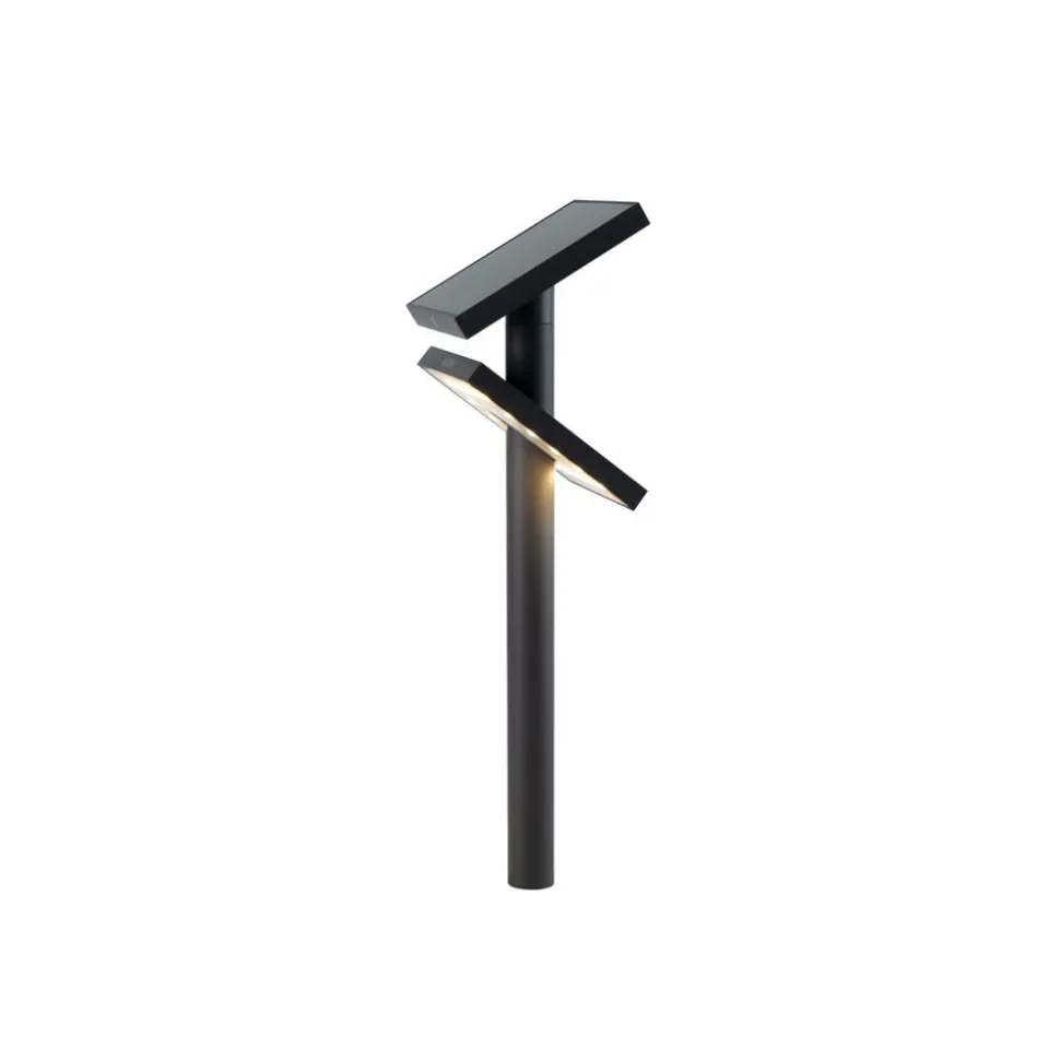 KLEWE LED-solcellelampe HELIOSTEPPER, antracit, jordspyd, IP65
