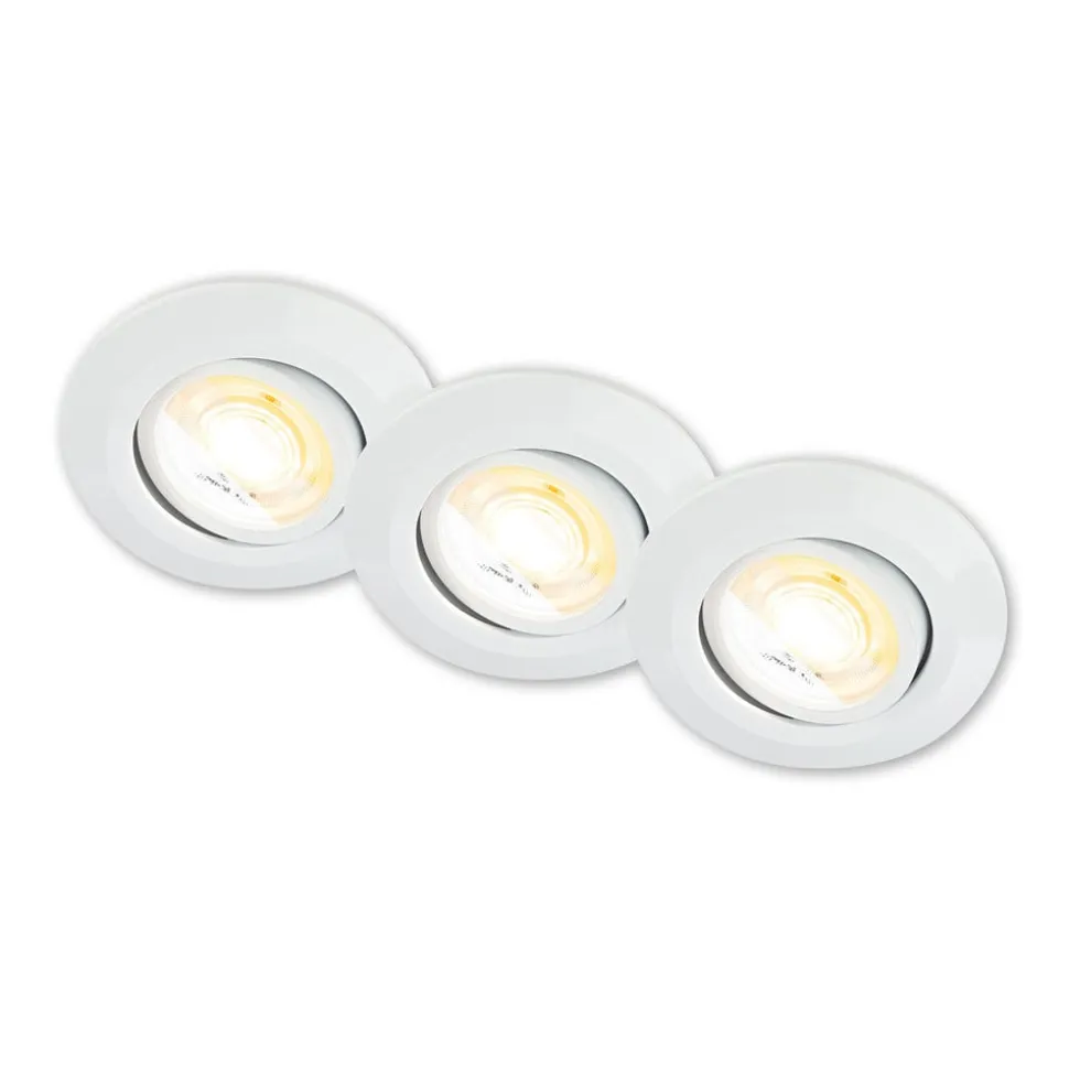 Klira indbygningslampe, hvid, Ø 9 cm, drejelig, 3 stk