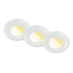Klira indbygningslampe, hvid, Ø 9 cm, IP44, dæmpbar, 3 stk
