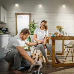 Klira indbygningslampe, mat nikkel, Ø 9 cm, IP44, 3 stk