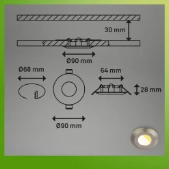 Klira indbygningslampe, mat nikkel, Ø 9 cm, IP44, 3 stk