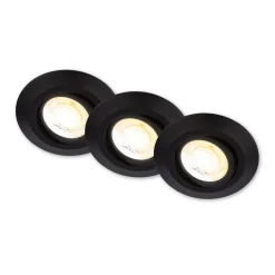 Klira indbygningslampe, sort, Ø 9 cm, drejelig, 3 stk