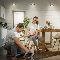 Klira indbygningslampe, sort, Ø 9 cm, IP44, sæt med 3 stk