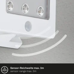 Kollig udendørs LED-spot med sensor, IP54, hvid